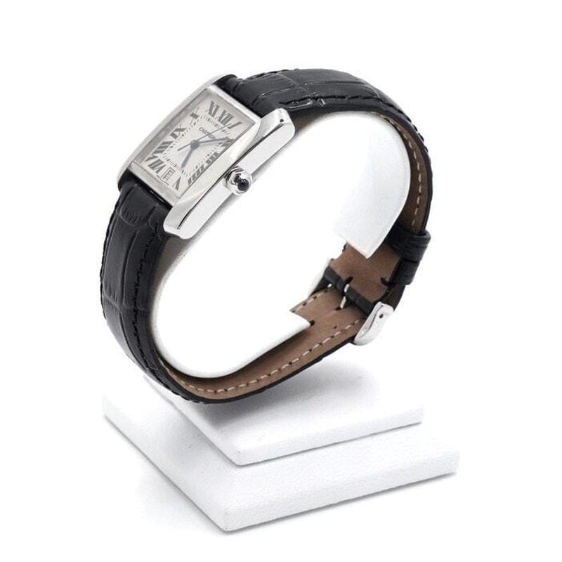 Cartier Tank Française18 K White Gold Tank Française Large Leather Band Men's Watch W5001156 AA58435
