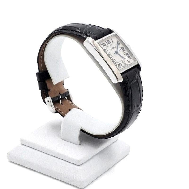 Cartier Tank Française18 K White Gold Tank Française Large Leather Band Men's Watch W5001156 AA58435
