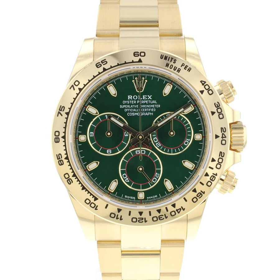 Rolex | Daytona | 116508 | Yellow gold | 40 x 47.3 mm | Yellow gold | Green | Automatic
