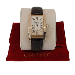 Cartier Tank Américaine Large America Gold Leather 18 K Rose Gold Unisex Watch Automatic