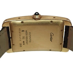 Cartier Tank Américaine Large America Gold Leather 18 K Rose Gold Unisex Watch Automatic