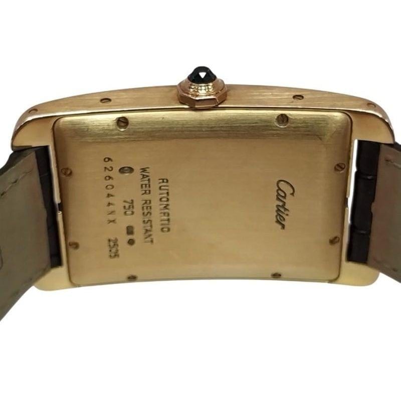 Cartier Tank Américaine Large America Gold Leather 18 K Rose Gold Unisex Watch Automatic