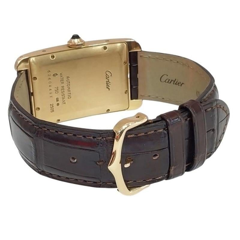 Cartier Tank Américaine Large America Gold Leather 18 K Rose Gold Unisex Watch Automatic