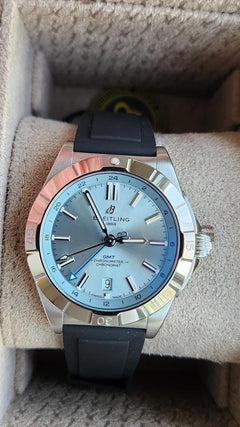Breitling Chronomat GMTAutomatic GMT 40mm Ice Dial Platinum Bezel BRAND NEW UNWORN WITH BREITLING WARRANTY