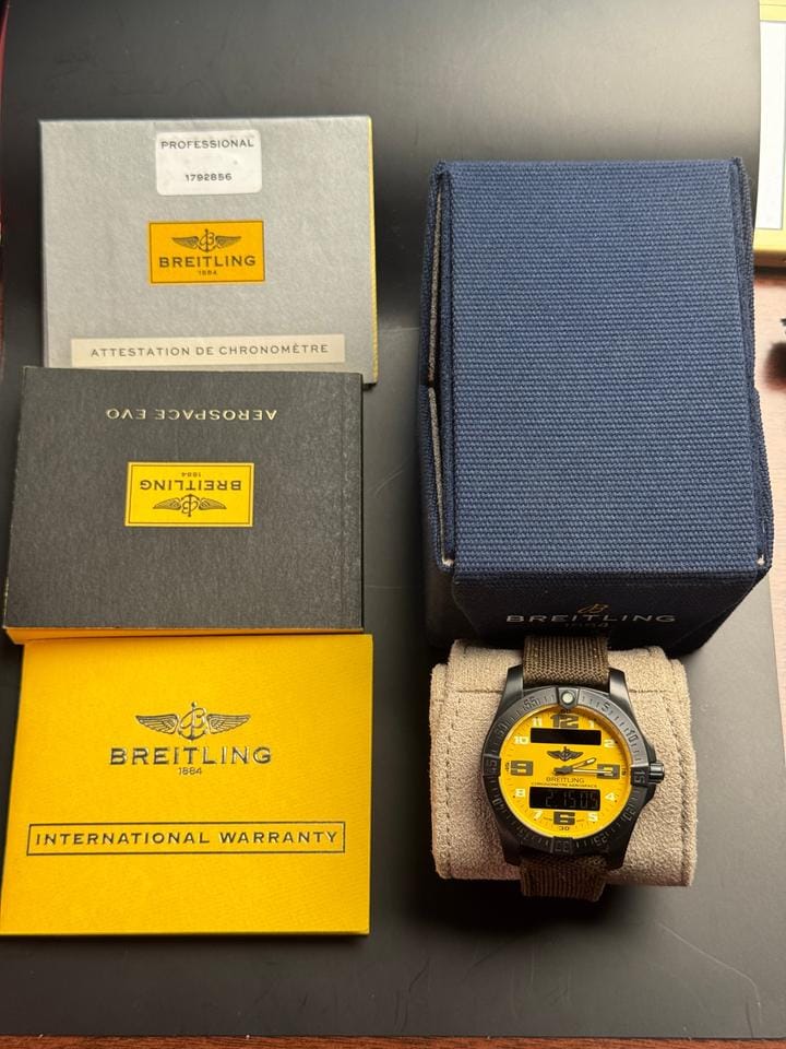 Breitling Aerospace EVONight Mission Very rare Breitling Aerospace night mission yellow dail