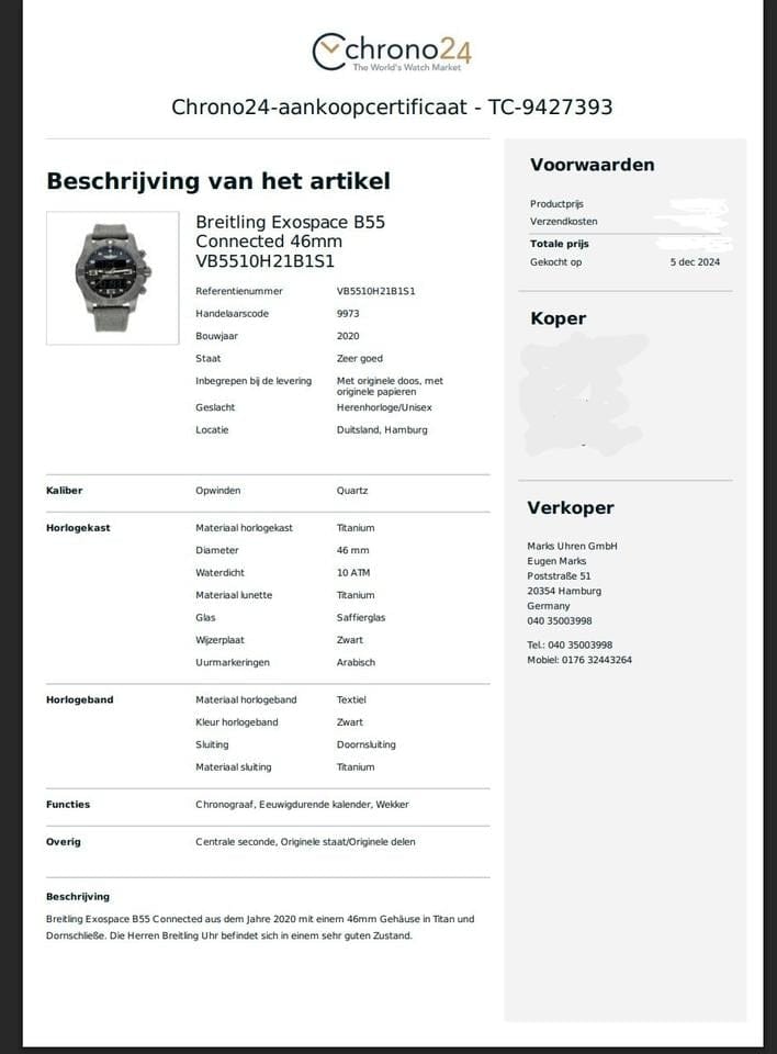 Breitling Exospace B55 Connected Volledige set collecters item geen krasje te bekennen!