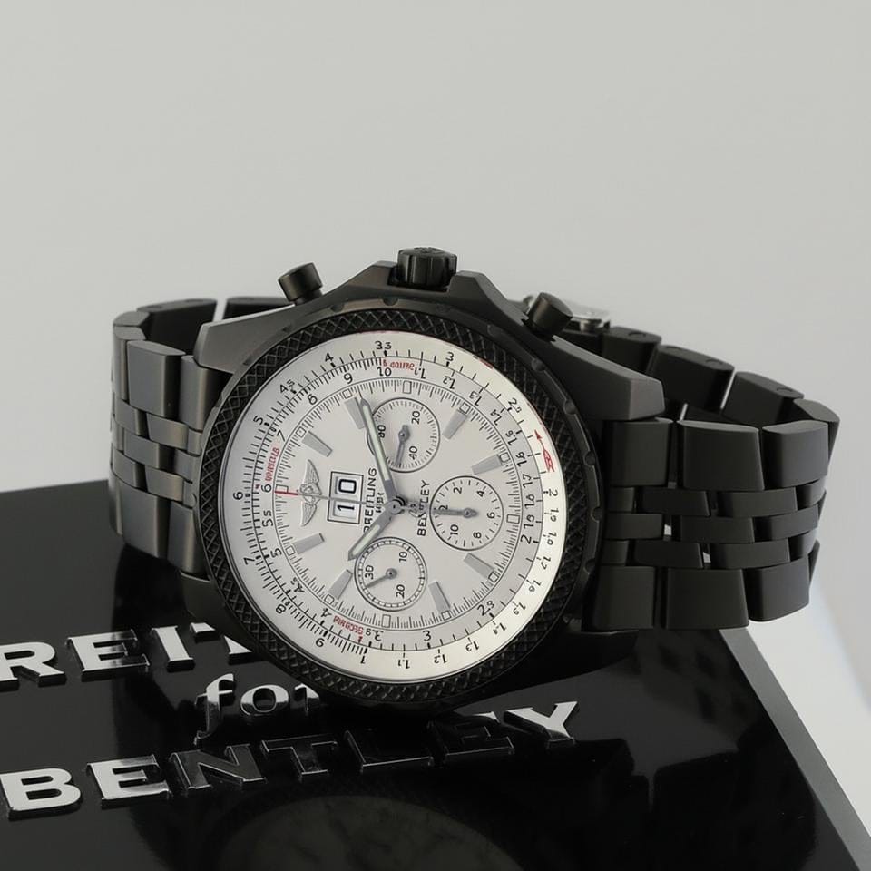 Breitling Bentley 6.75 Motors 6.75 Speed Sport 'Silver Storm' Black Steel Bespoke Special Edition A44362 Full Set - Bespoke Pure Black Physical Vapor Deposition Rare