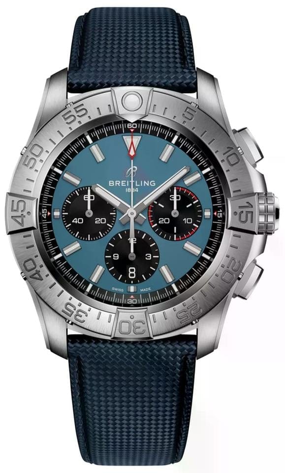 Breitling Super Avenger B01 Chronograph 46mm Blue Dial Leather Strap Steel Men's Watch EB0148101 C1 X1 Complete Full Set