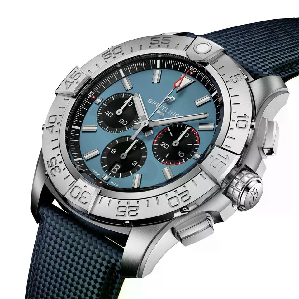 Breitling Super Avenger B01 Chronograph 46mm Blue Dial Leather Strap Steel Men's Watch EB0148101 C1 X1 Complete Full Set