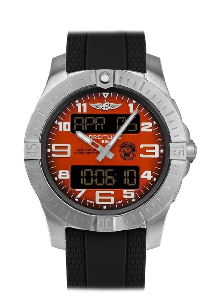 Breitling Aerospace Professional Aerospace B70 Orbiter 43mm Titanium Case Orange Dial Rubber Strap EB70101 A1 O1 S1 NEW - Warranty start: 2026