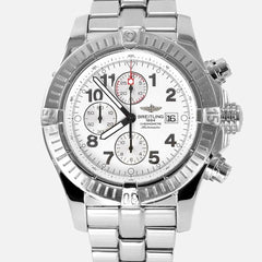 Breitling Super Avenger Chronograph Automatic White Arabic 1/4th second 48mm Stainless Steel A13370