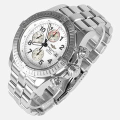 Breitling Super Avenger Chronograph Automatic White Arabic 1/4th second 48mm Stainless Steel A13370