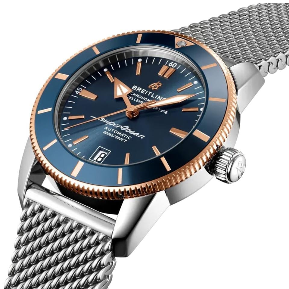 Breitling Superocean Heritage 42 B20 42mm Blue Dial Bezel Gold / Steel Men's Watch UB2010161 C1 A1 Complete Full Set
