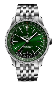Breitling Navitimer Automatic 41mm Green Dial Mens Steel Watch NEW UNWORN