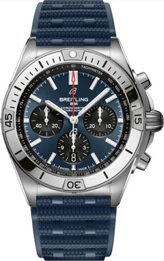 Breitling Chronomat 42 B01 42 Blue & Black Dial Steel Men's Watch AB0134101 C1 S1 Full Complete Set