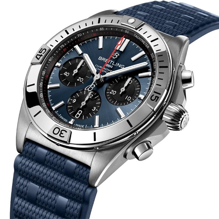Breitling Chronomat 42 B01 42 Blue & Black Dial Steel Men's Watch AB0134101 C1 S1 Full Complete Set