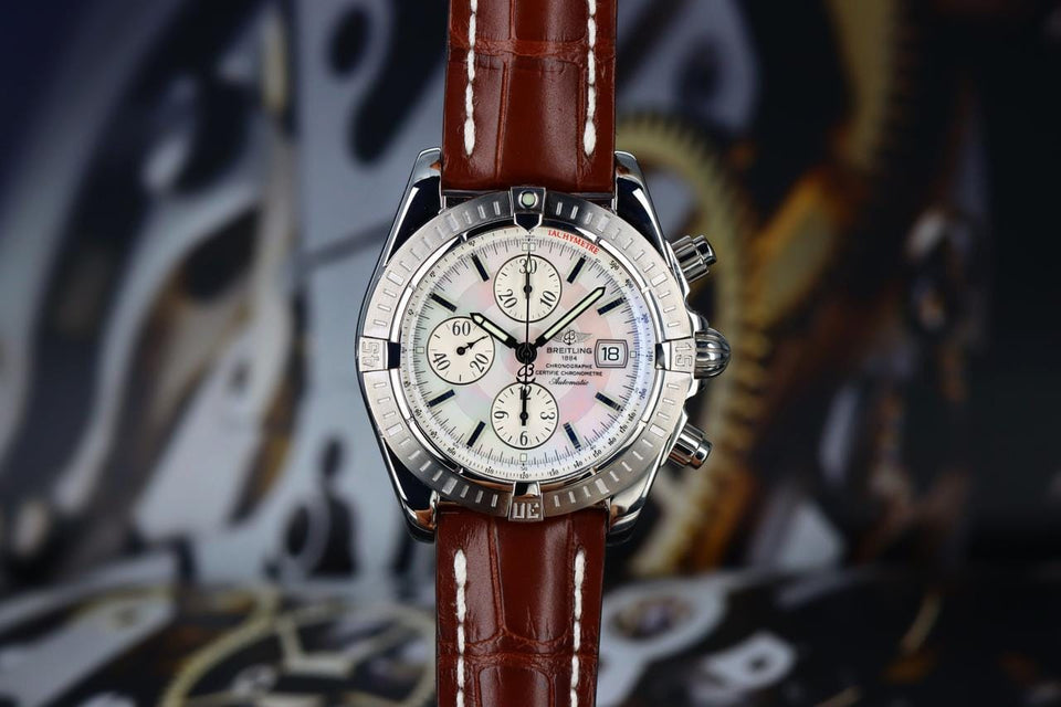 Breitling Chronomat Evolution44 Evolution Mother-of-Pearl Stainless Steel A13356 Brown Alligator Deployant