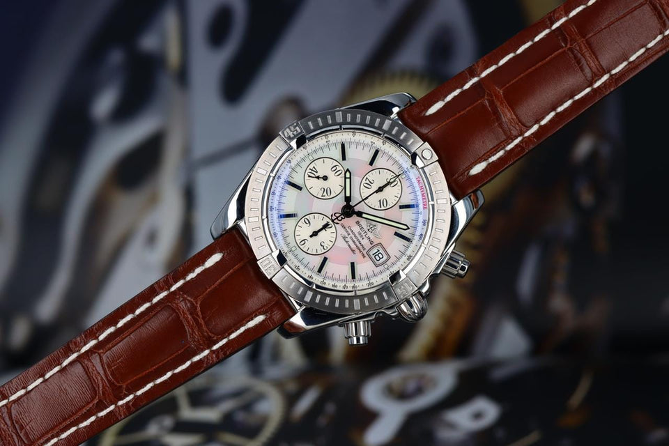 Breitling Chronomat Evolution44 Evolution Mother-of-Pearl Stainless Steel A13356 Brown Alligator Deployant
