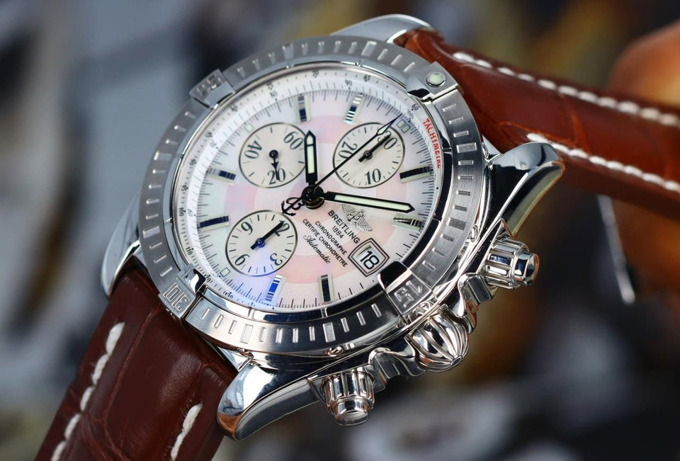 Breitling Chronomat Evolution44 Evolution Mother-of-Pearl Stainless Steel A13356 Brown Alligator Deployant