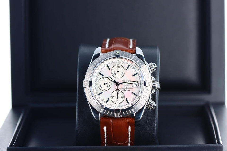 Breitling Chronomat Evolution44 Evolution Mother-of-Pearl Stainless Steel A13356 Brown Alligator Deployant
