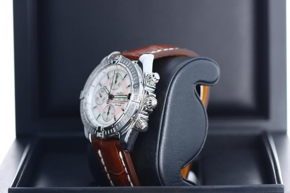 Breitling Chronomat Evolution44 Evolution Mother-of-Pearl Stainless Steel A13356 Brown Alligator Deployant