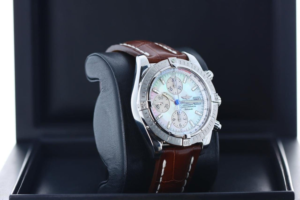 Breitling Chronomat Evolution44 Evolution Mother-of-Pearl Stainless Steel A13356 Brown Alligator Deployant