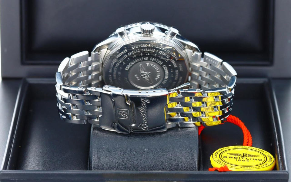 Breitling Navitimer World Chronograph GMT Stainless Steel Dual Timezone A24322 Black Noir Rare