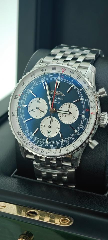 Breitling Navitimer 1 B01 Chronographbasel one Navitimer B01 Chronograph 46 steel strap blue dial