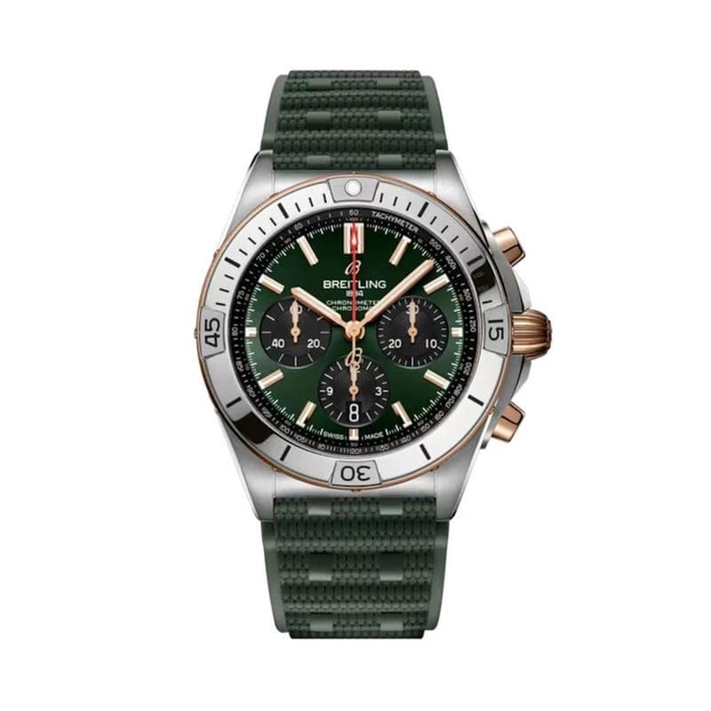 Breitling Chronomat 42 B01 42mm Green Dial Rubber Band Watch UB0134131 L1 S1