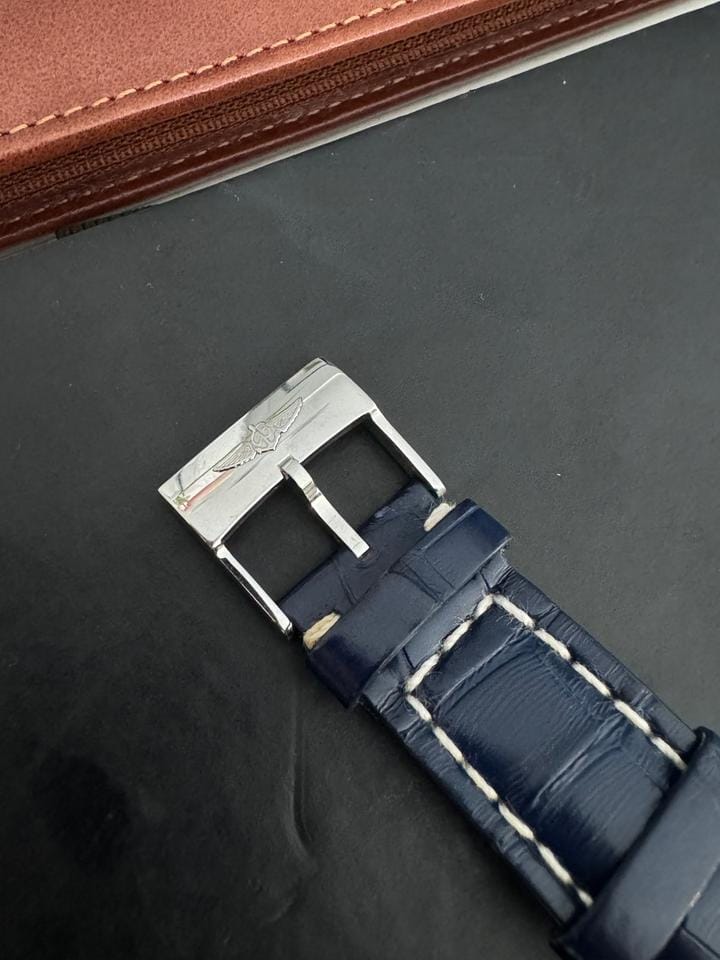 Breitling Chronomat 44 SALE 10/10 RARE 1 OWNER 18 K “ROSE” GOLD BLUE ALLIGATOR STRAP