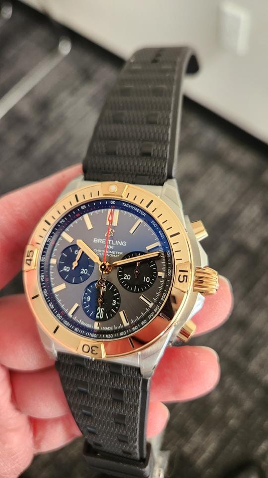 Breitling Chronomat 42 B01 Rose Gold Bezel 42mm Mens Watch NEW UNWORN FULL SET