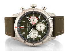 Breitling Aviator 8 B01 Chrono 43mm Steel on Strap Green B+P 2022 NEW
