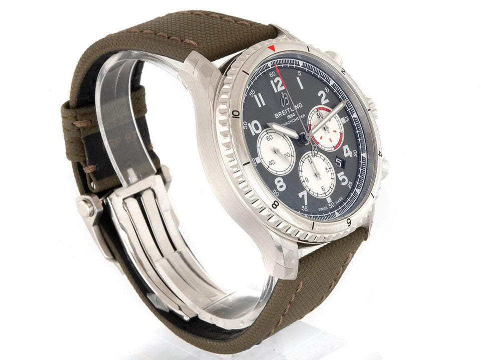 Breitling Aviator 8 B01 Chrono 43mm Steel on Strap Green B+P 2022 NEW