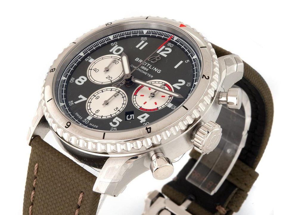 Breitling Aviator 8 B01 Chrono 43mm Steel on Strap Green B+P 2022 NEW