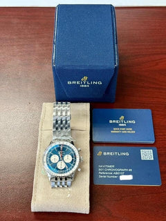 Breitling Navitimer 1 B01 Chronograph2025 Breitling Navitimer B01 Chronograph Ab0137 Blue 46mm W Box & Papers