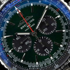 Breitling Navitimer 1 B01 Chronograph Green Dial Bracelet AB0137 Box and Papers