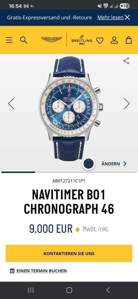 Breitling Navitimer01 B01 Chronograph 46 Neuzustand! 8 Jahre Garantie! In der Schweiz gekauft.