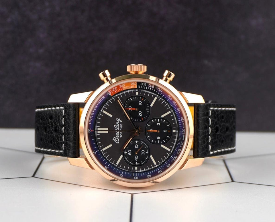 Breitling Top Time41mm Top Time B01 Rose Gold Leather Strap Men's Watch RB0176