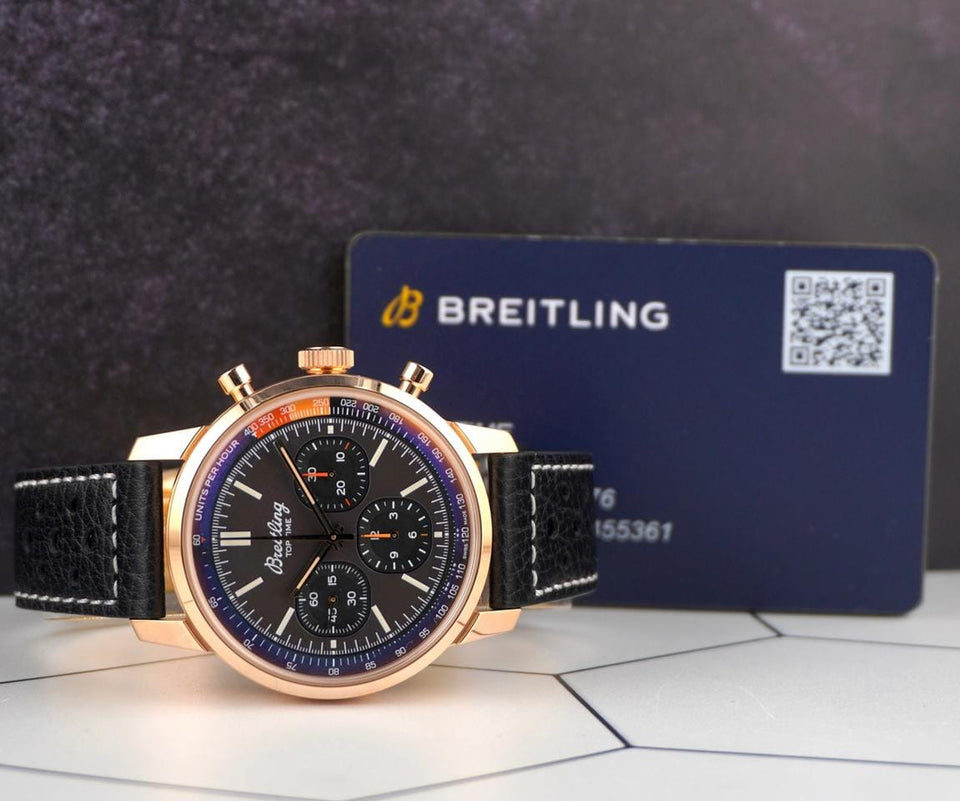 Breitling Top Time41mm Top Time B01 Rose Gold Leather Strap Men's Watch RB0176