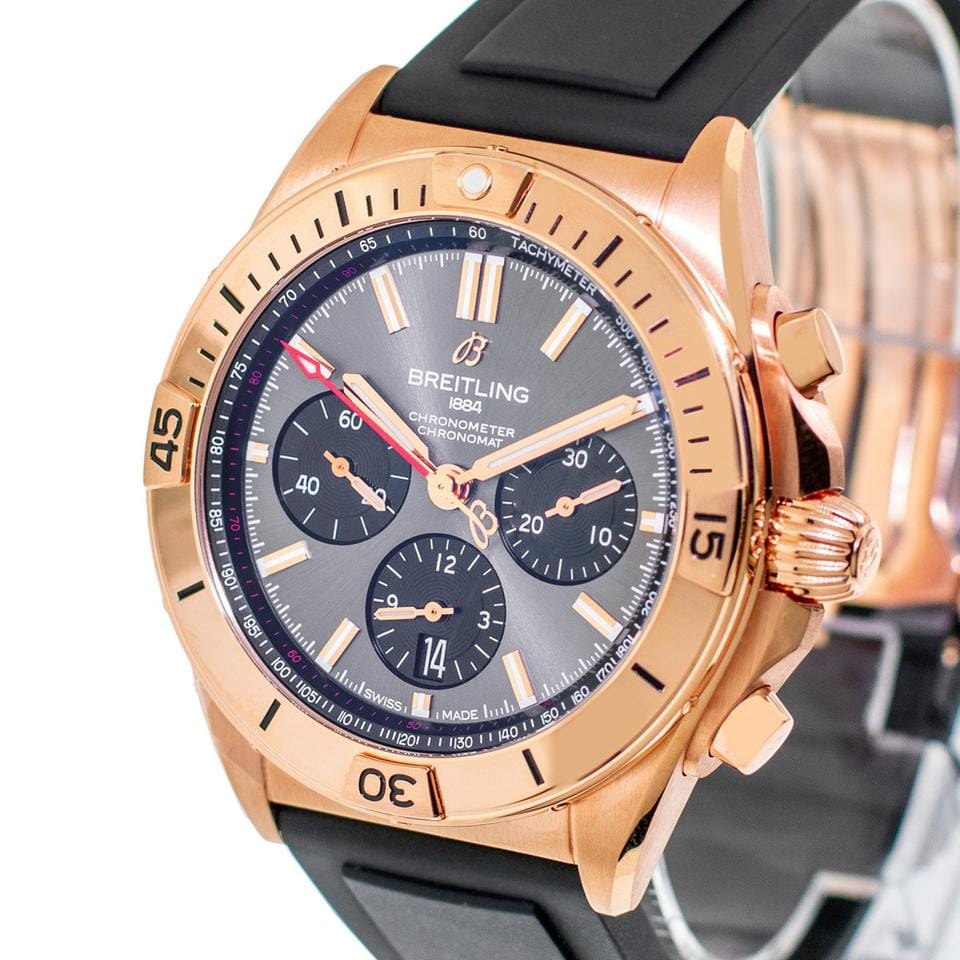 Breitling Chronomat 42 B01 Chronograph 42mm Rose Gold Anthracite Dial Black Rubber Strap