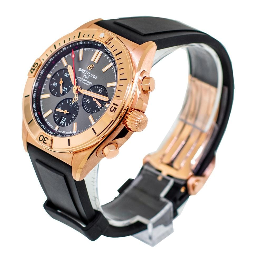Breitling Chronomat 42 B01 Chronograph 42mm Rose Gold Anthracite Dial Black Rubber Strap