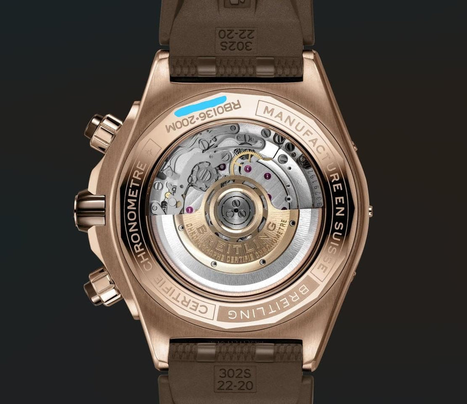 Breitling Chronomat Super Chronomat B01 44 18kt Rose Gold Havana Sundust Brown Edition 1/4th Second Chrono Full Set - Extremely Rare Highly Collectible Edition RB0136