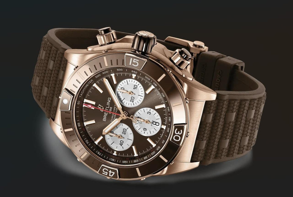 Breitling Chronomat Super Chronomat B01 44 18kt Rose Gold Havana Sundust Brown Edition 1/4th Second Chrono Full Set - Extremely Rare Highly Collectible Edition RB0136