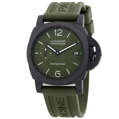 Panerai Luminor Quaranta Carbotech Men's Watch PAM01526 green brown strap Full set PAM01526