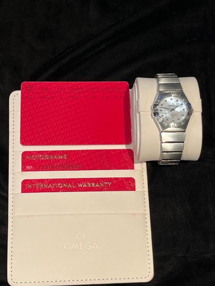 Omega Constellation Quartz Full Set/Unworn: Mother-of-Pearl Dial w Diamond Hour Marker