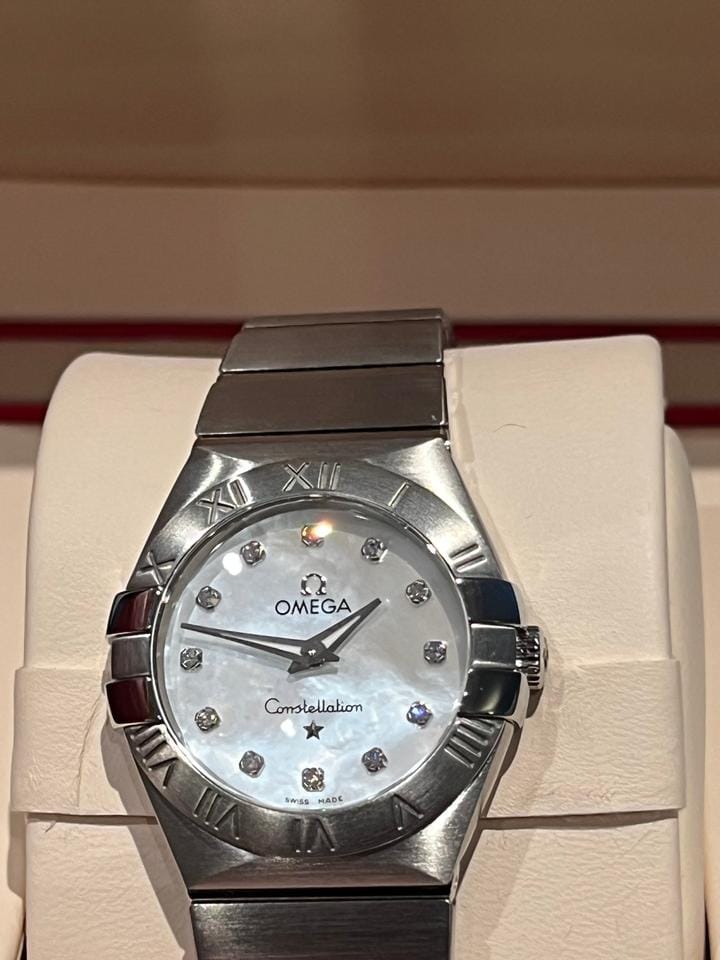 Omega Constellation Quartz Full Set/Unworn: Mother-of-Pearl Dial w Diamond Hour Marker