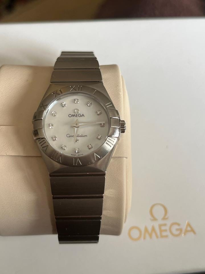 Omega Constellation Quartz Full Set/Unworn: Mother-of-Pearl Dial w Diamond Hour Marker