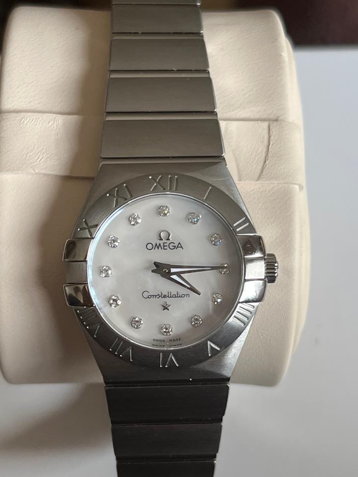Omega Constellation Quartz Full Set/Unworn: Mother-of-Pearl Dial w Diamond Hour Marker