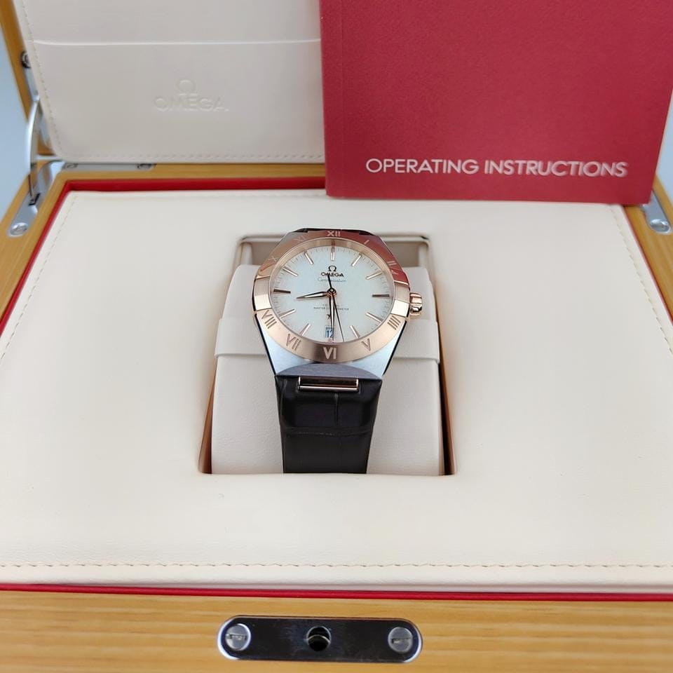 Omega Constellationautomatic 39mm metal Alligator leather watch 131.23.39.20.02.001 (H)