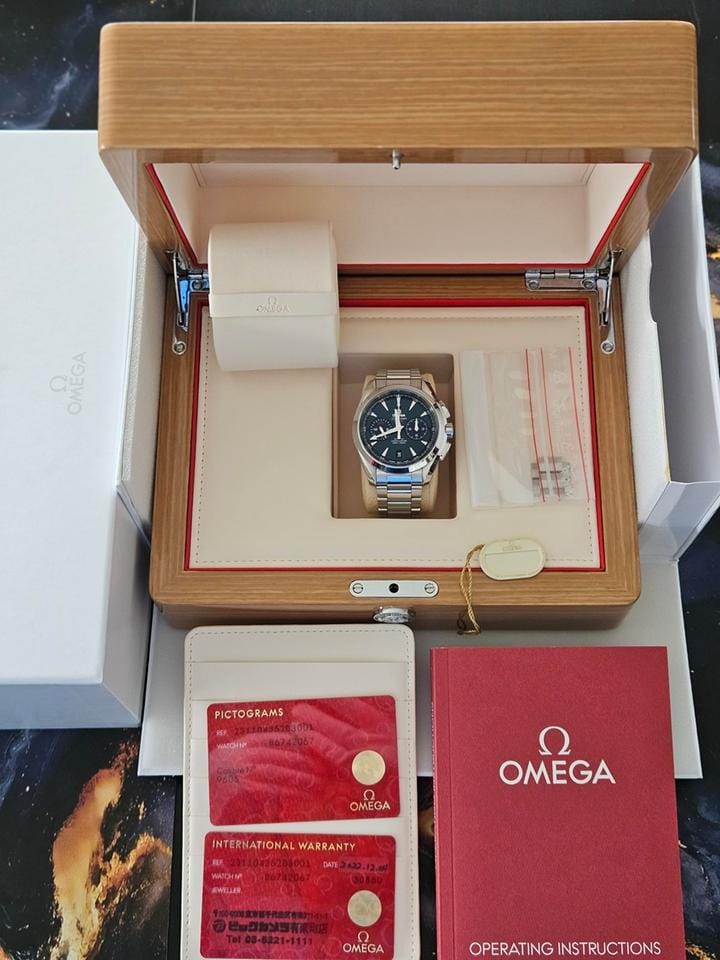 Omega Seamaster Aqua Terra Chronograph Gmt Full Set mit Holzbox und ausgefüllten Papieren